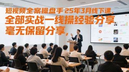 短视频全案操盘手25年3月线下课，全部实战一线操盘手经验分享，毫无保留分享，全是干货_久创网