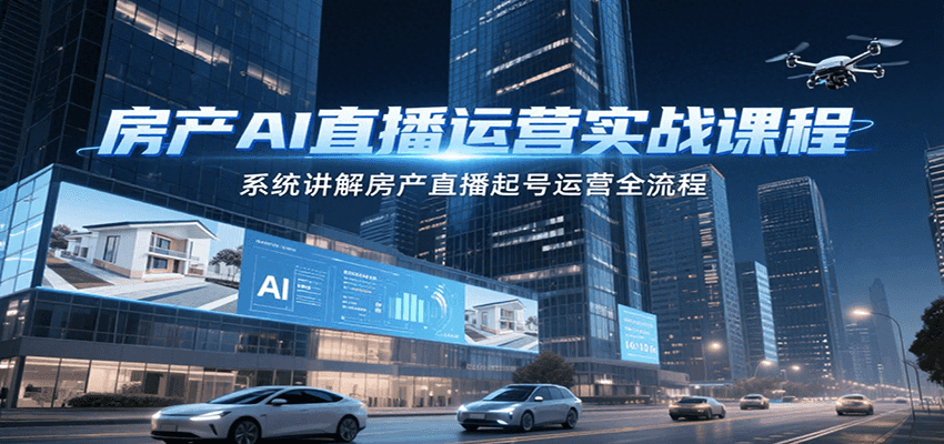 房产AI直播运营实战课程，系统讲解房产直播起号运营全流程_久创网
