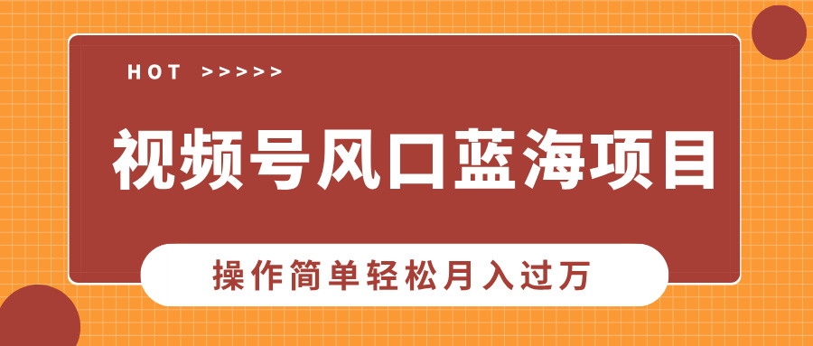 视频号风口蓝海项目，中老年人的流量密码，操作简单轻松月入过万_久创网