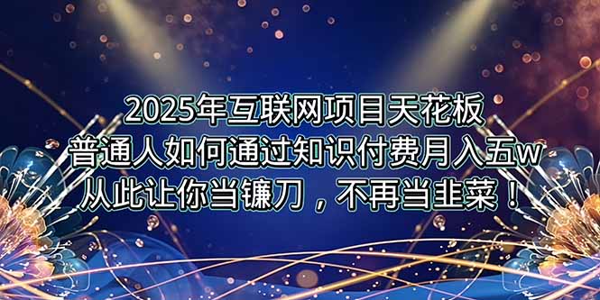 2025年互联网项目天花板，普通人如何通过卖项目实现逆风翻盘，月入5W＋！_久创网