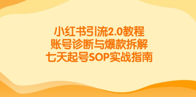 小红书引流2.0教程，账号诊断与爆款拆解，七天起号SOP实战指南_久创网
