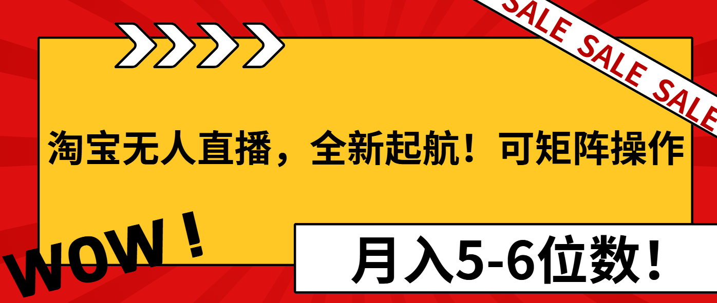 淘宝无人直播，全新起航！可矩阵操作，月入5-6位数！_久创网