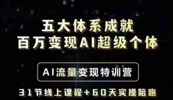 五大体系成就百万变现AI超级个体- AI流量变现特训营，一步一步教你一个人怎么年入百W_久创网