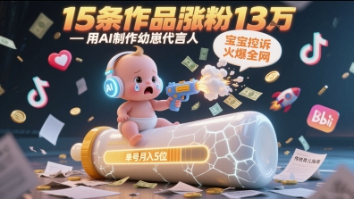 用AI制作幼崽代言人，宝宝的控诉火爆全网，15条作品涨粉13W，单号月入5位数实操教程_久创网