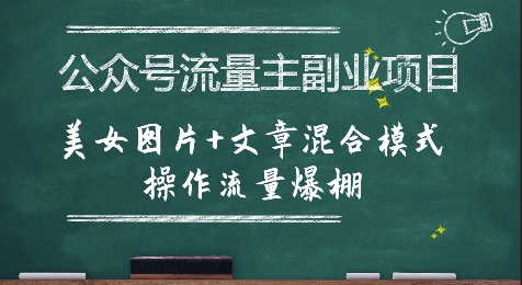 公众号流量主副业项目，美女图片+文章混合模式操作流量爆棚_久创网