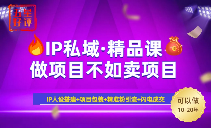 2025年“IP私域·密训精品课”，日赚3000+小白避坑年赚百万，暴力引流..._久创网