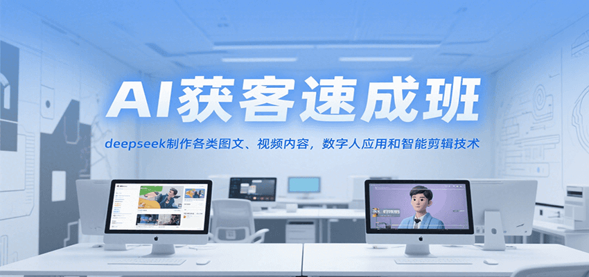 AI获客速成班，deepseek制作各类图文、视频内容，数字人应用和智能剪辑技术_久创网