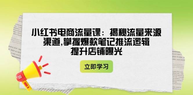 小红书电商流量课：揭秘流量来源渠道,掌握爆款笔记推流逻辑,提升店铺曝光_久创网