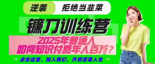 【网创项目终点站-镰刀训练营超级IP合伙人】25年普通人如何通过知识付费实现逆袭【揭秘】_久创网