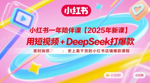 小红书一年陪伴课【2025年新课】，用短视频+deepSeek打爆款，史上最干货的小红书店铺爆款课程_久创网