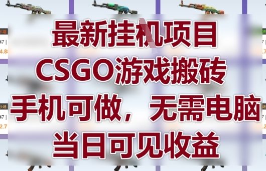 最新挂G项目，CSGO游戏搬砖，手机可做，无需电脑，当日见收益【揭秘】_久创网